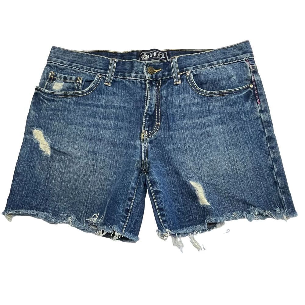 PINK‎ Victoria's Secret Distressed Cutoff Jean Shorts Frayed Size 4